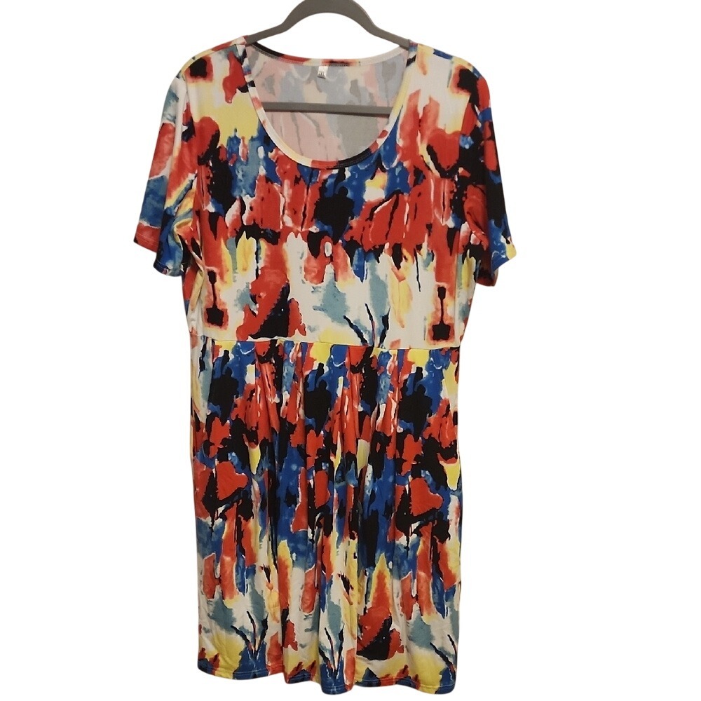 Unbranded Pocket Dress 2XL Multi-Color Paint Splatter Maximalist